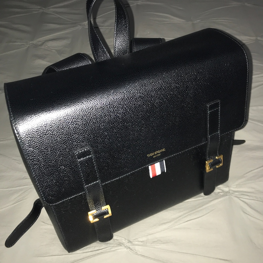 Thom Browne UNSTRUCTURED LEATHER BOOK BAG